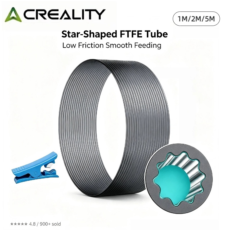 Aluminium Profile 2020 - Creality製、PTFEチューブ、低摩擦、星型内面構造、260 ° C 高温対応チューブ（カッター付き）、3Dプリンター用部品