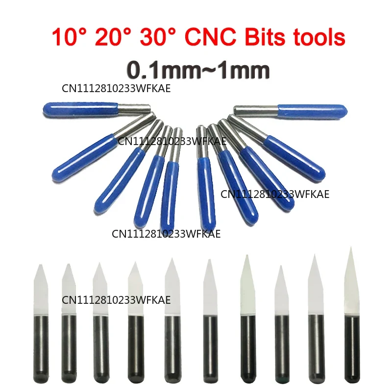 Carbide End Mill - PACK LY用10CS、3.175mm超硬PCB Vエンドミル、10/230度CNC彫刻機用工具