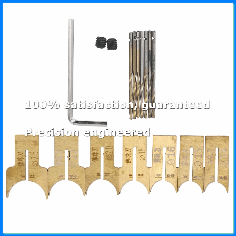 Drill Bit Set - 木製ビーズドリルビットボールブレードフライスカッターセット24個超硬合金球状仏珠木工ツールキット-A62I