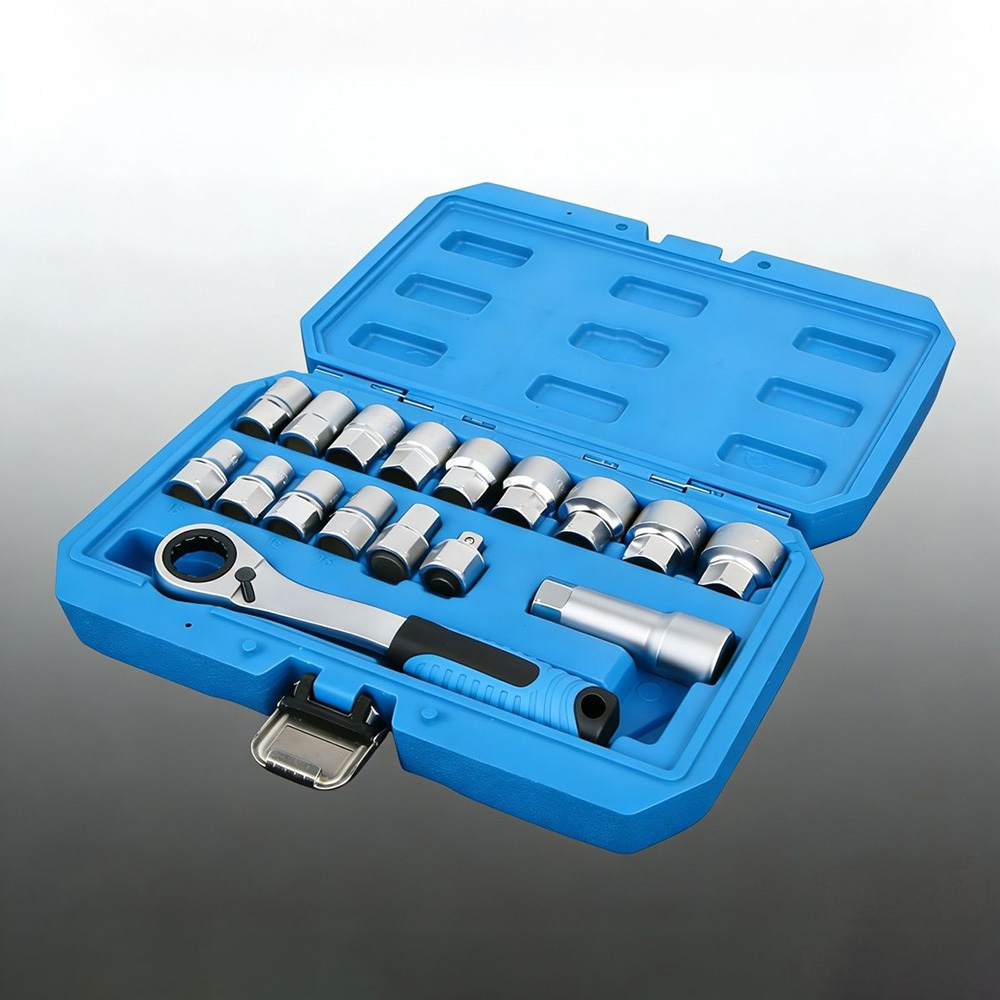 Cnc Bits - 17ピース 12ポイント ドライブ ラチェットソケットレンチ エクステンションバーとビット付き 自動車修理用