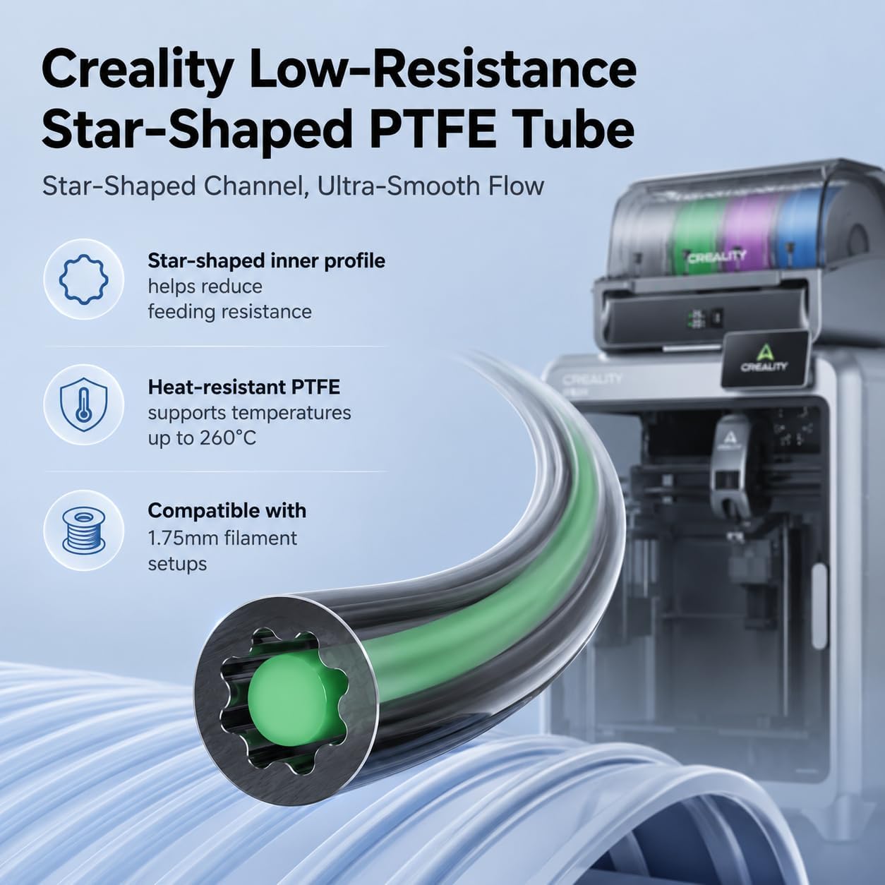 Creality製、PTFEチューブ、低摩擦、星型内面構造、 - Aluminium Profile 2020 のレビューと価格