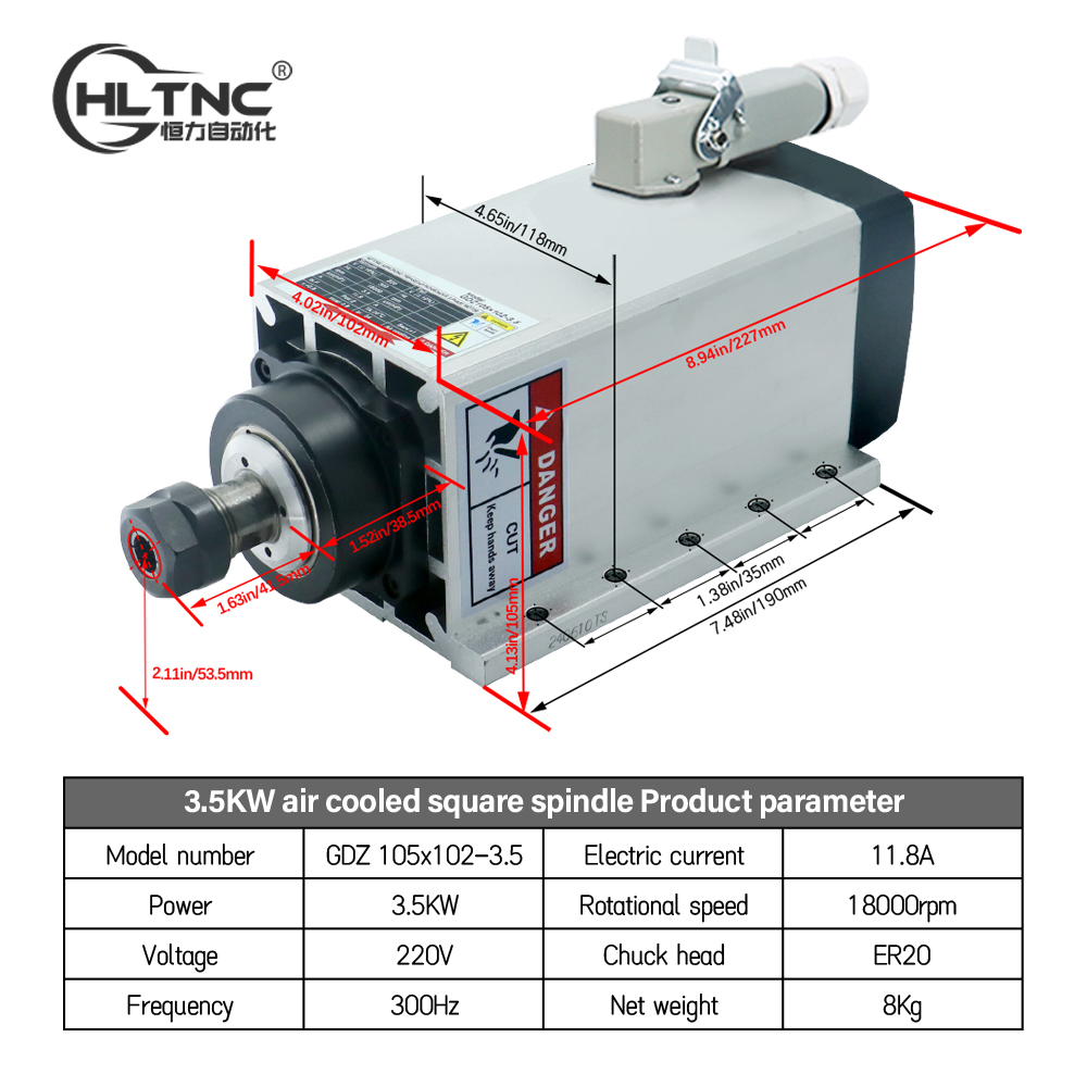 3.5KW ER20 220V角型フライエッジジャンクション - Spindle Motor のレビューと価格