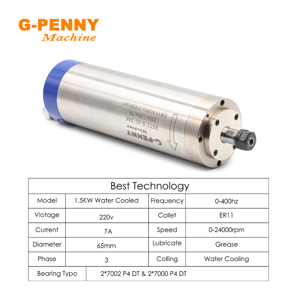 G-PENNY 1.5KW ER11 65mm 水冷スピンド - Water Cooled Spindle のレビューと価格