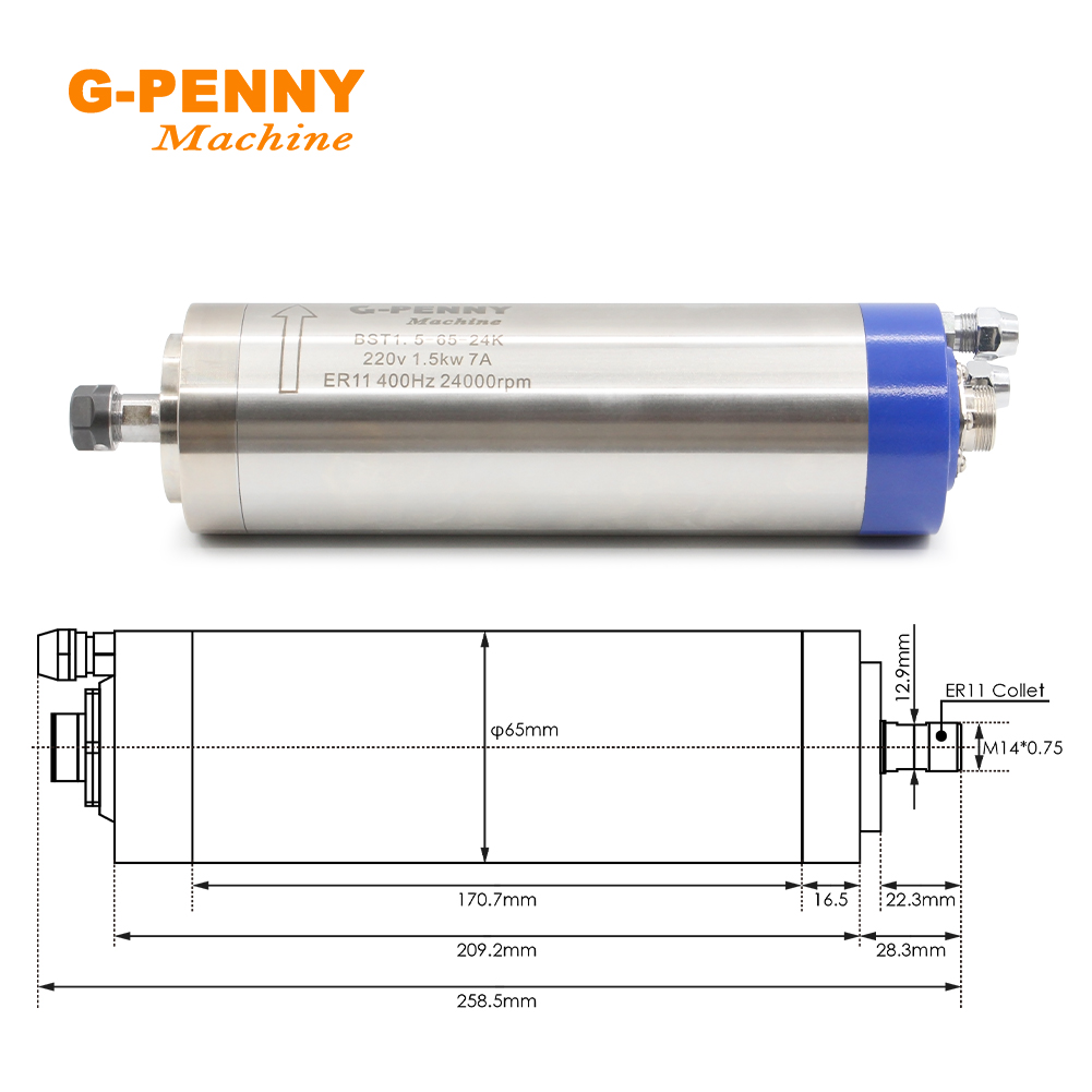 G-PENNY 1.5KW ER11 65mm 水冷スピンド - Water Cooled Spindle のレビューと価格