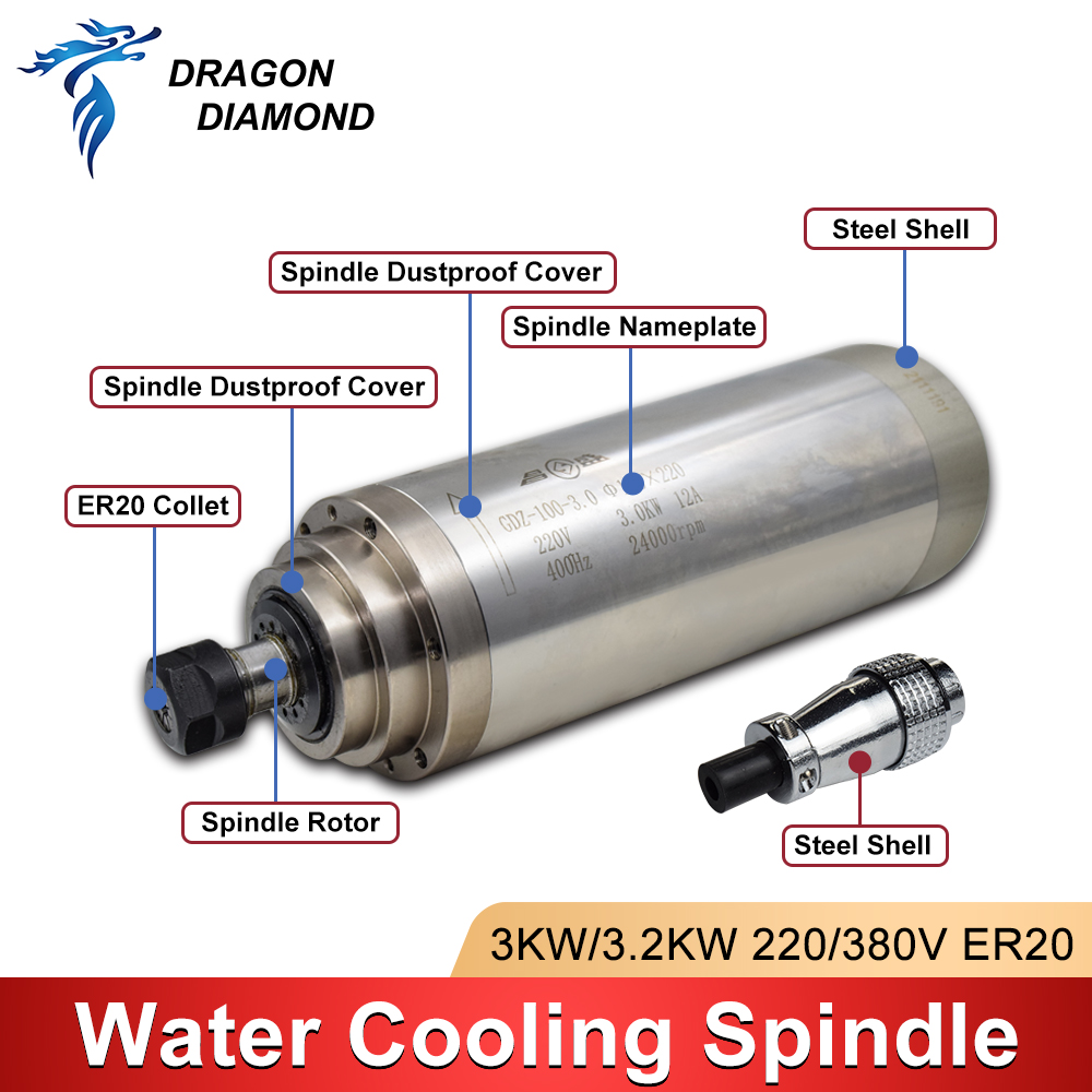 CNC工作機械用水冷スピンドルモーター,380V,7a,22 - Water Cooled Spindle のレビューと価格