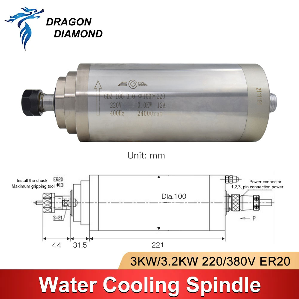 CNC工作機械用水冷スピンドルモーター,380V,7a,22 - Water Cooled Spindle のレビューと価格